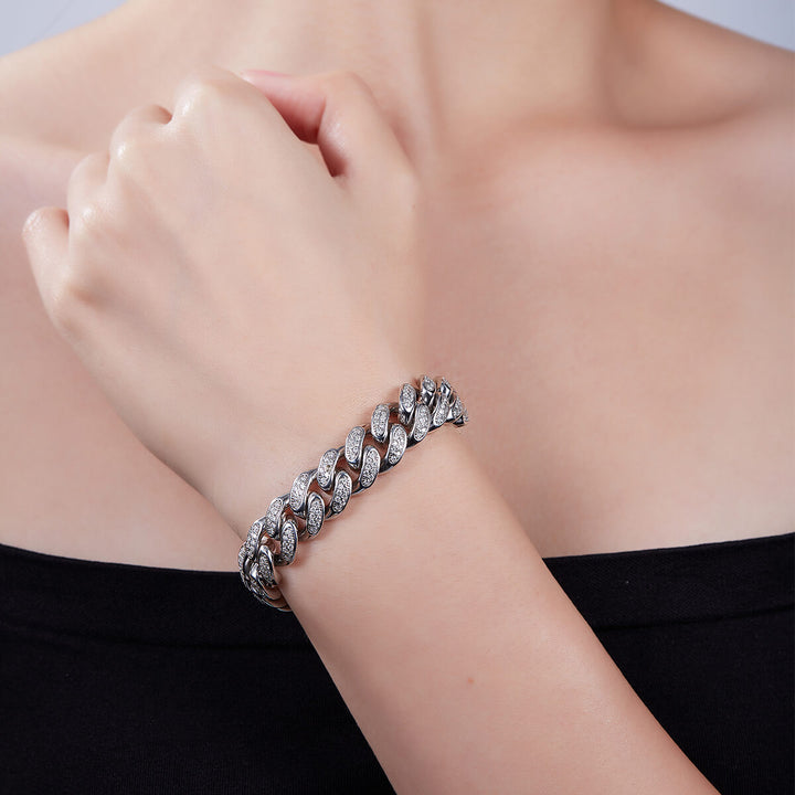 12mm width Moissanite Cuban link bracelet