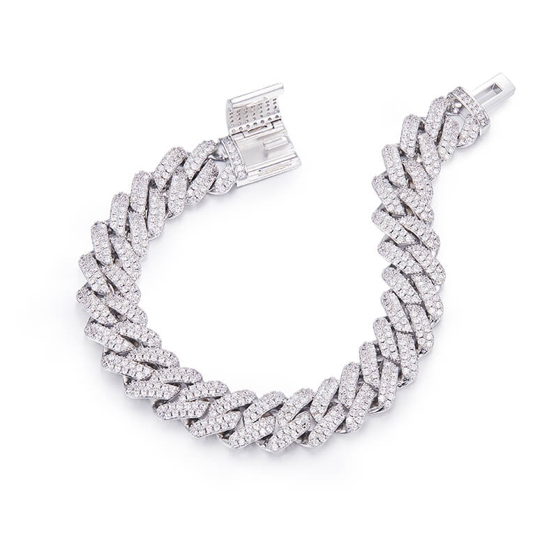 14mm width Moissanite Cuban link bracelet