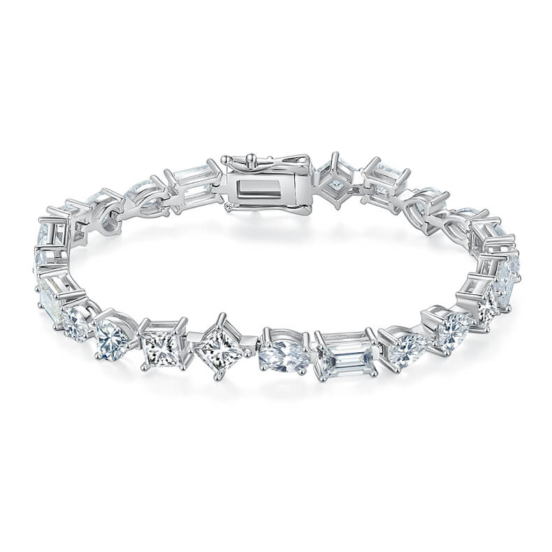 Fancy cuts Moissanite tennis bracelet