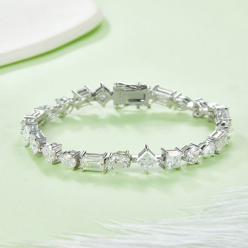 Fancy cuts Moissanite tennis bracelet