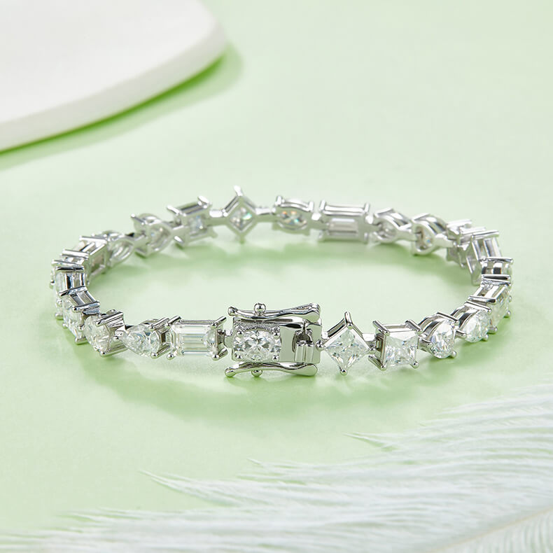Fancy cuts Moissanite tennis bracelet