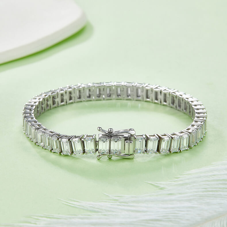 Emerald cut Moissanite tennis bracelet