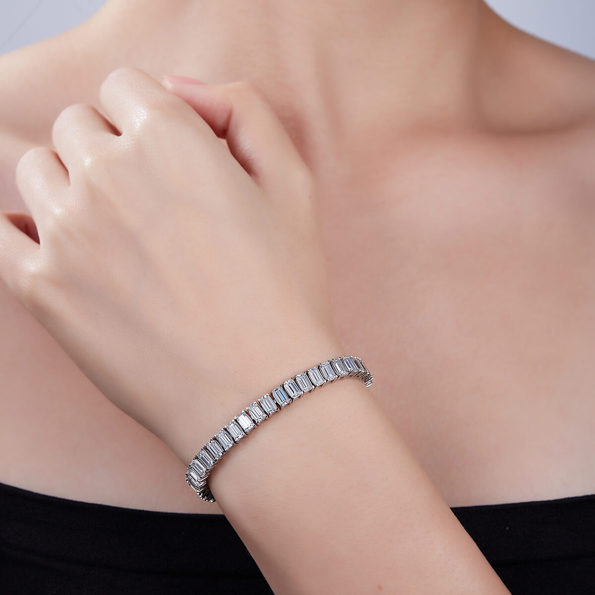 Emerald cut Moissanite tennis bracelet