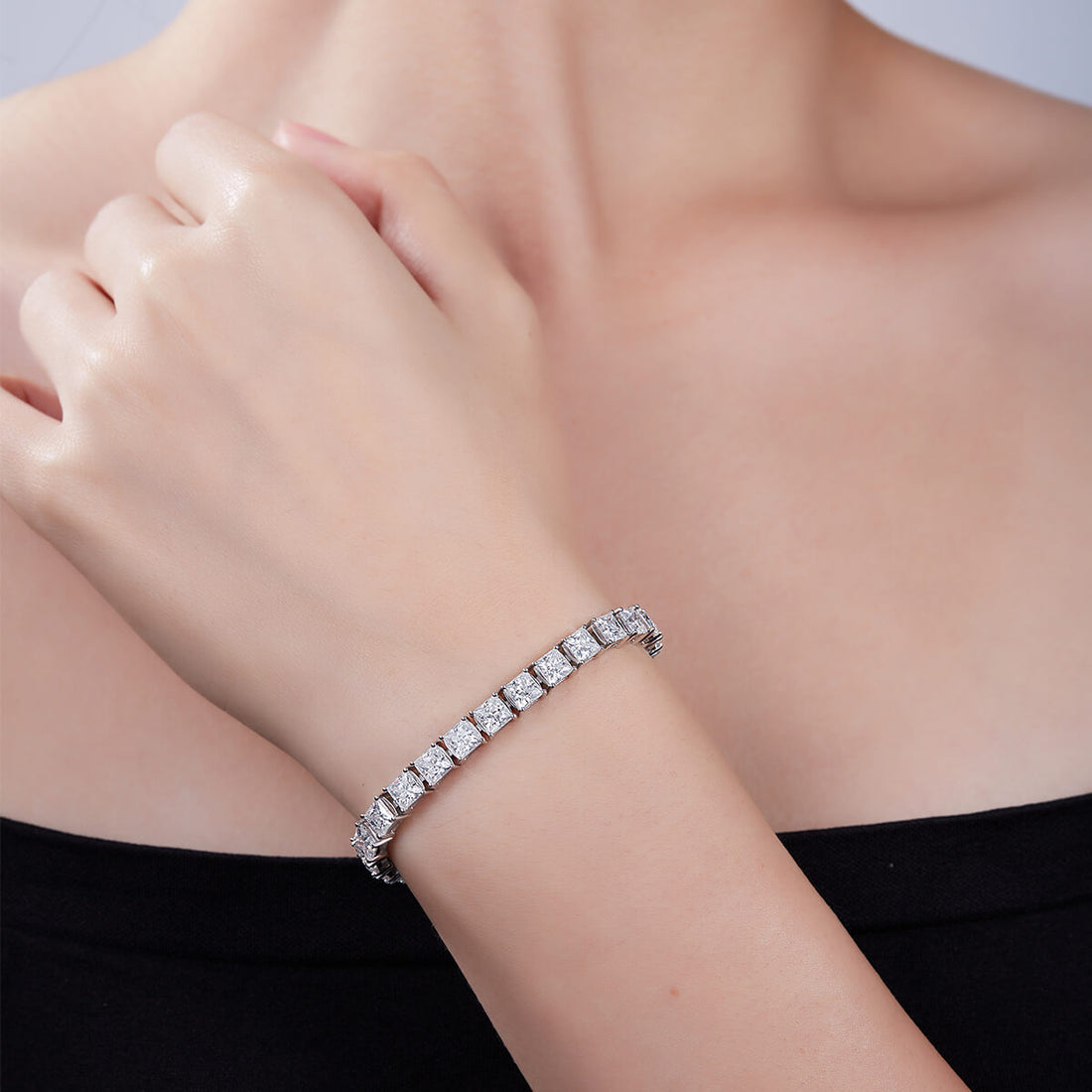 Princess cut Moissanite tennis bracelet