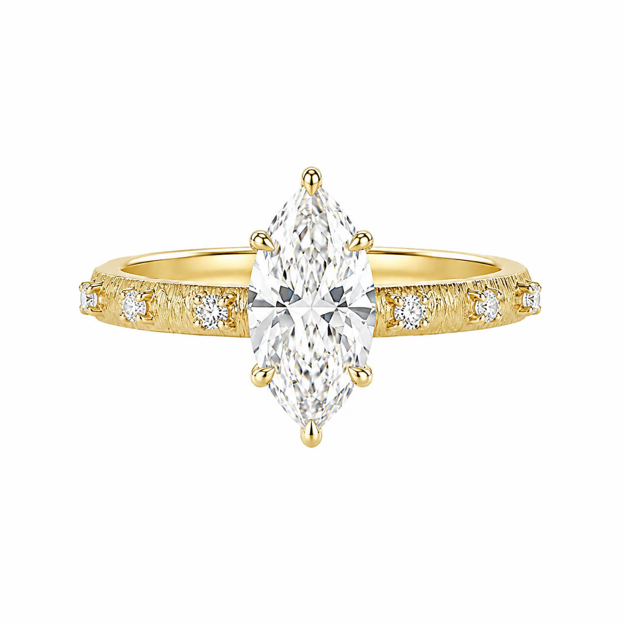 Vintage style marquise cut lab grown diamond engagement ring