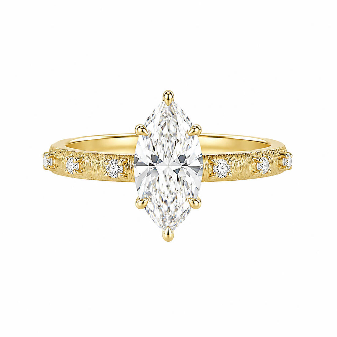 Vintage style marquise cut lab grown diamond engagement ring