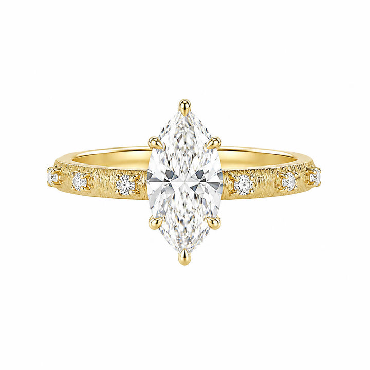 Vintage style marquise cut lab grown diamond engagement ring