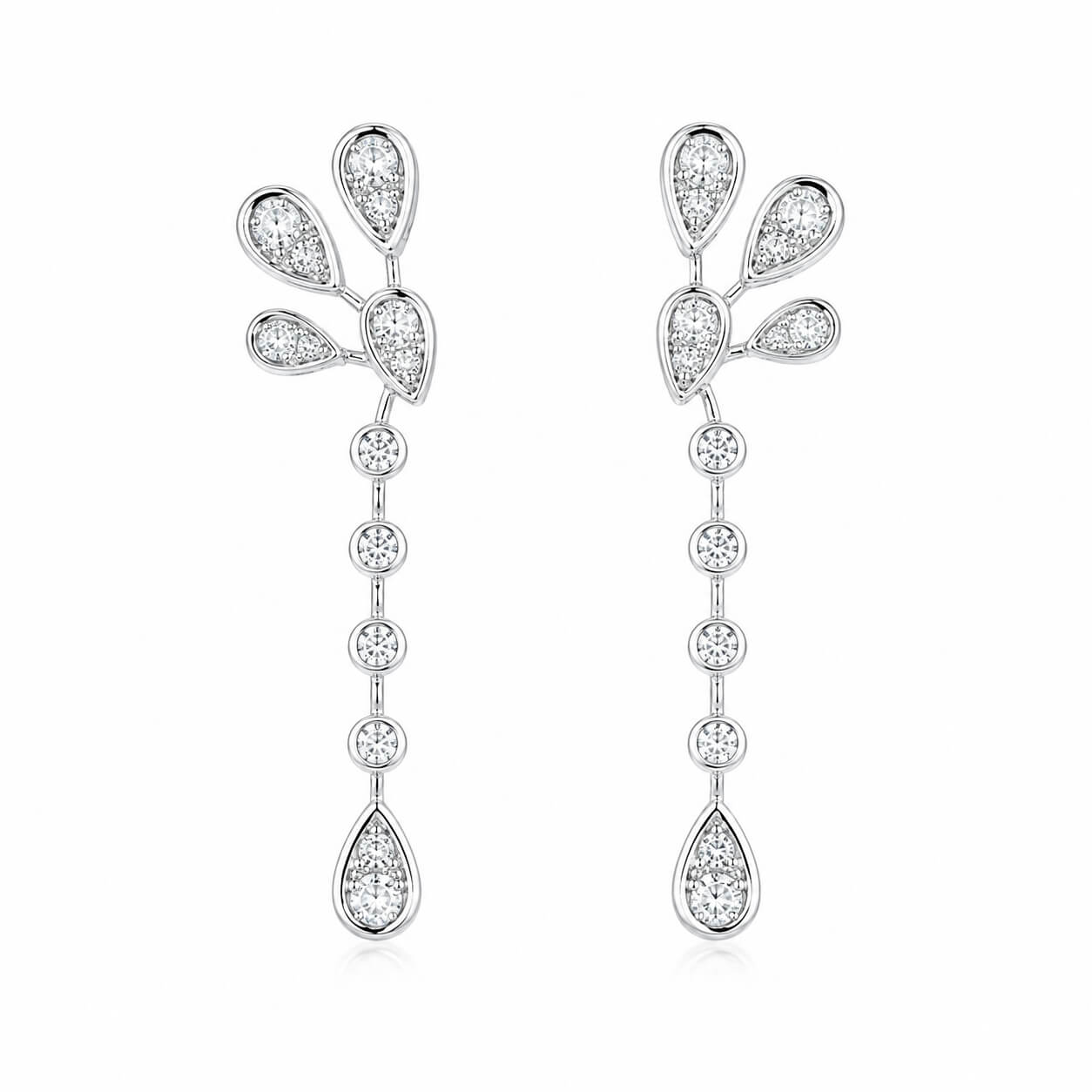 Water drop peacock lab grown diamond bubble earrings stud