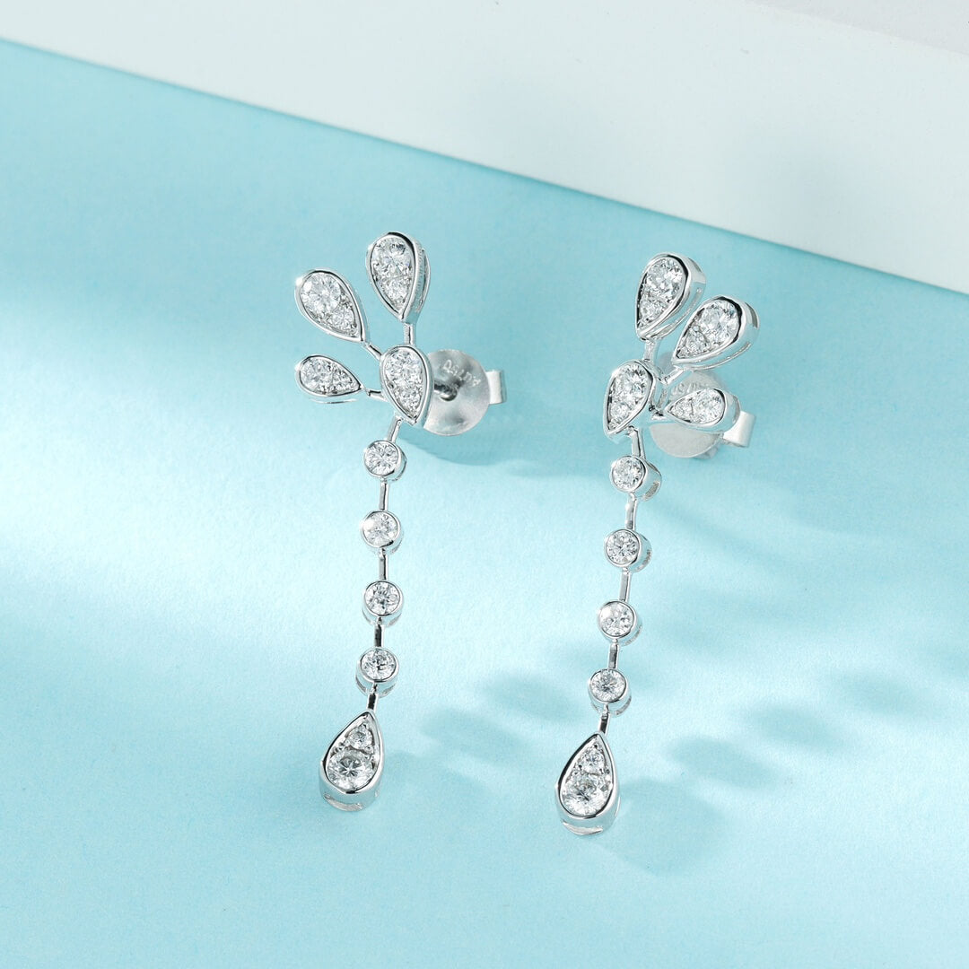 Water drop peacock lab grown diamond bubble earrings stud