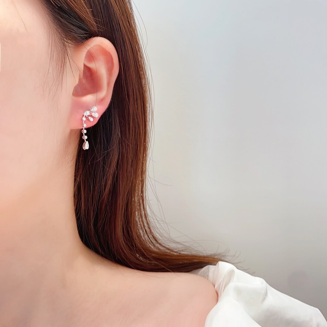 Water drop peacock lab grown diamond bubble earrings stud