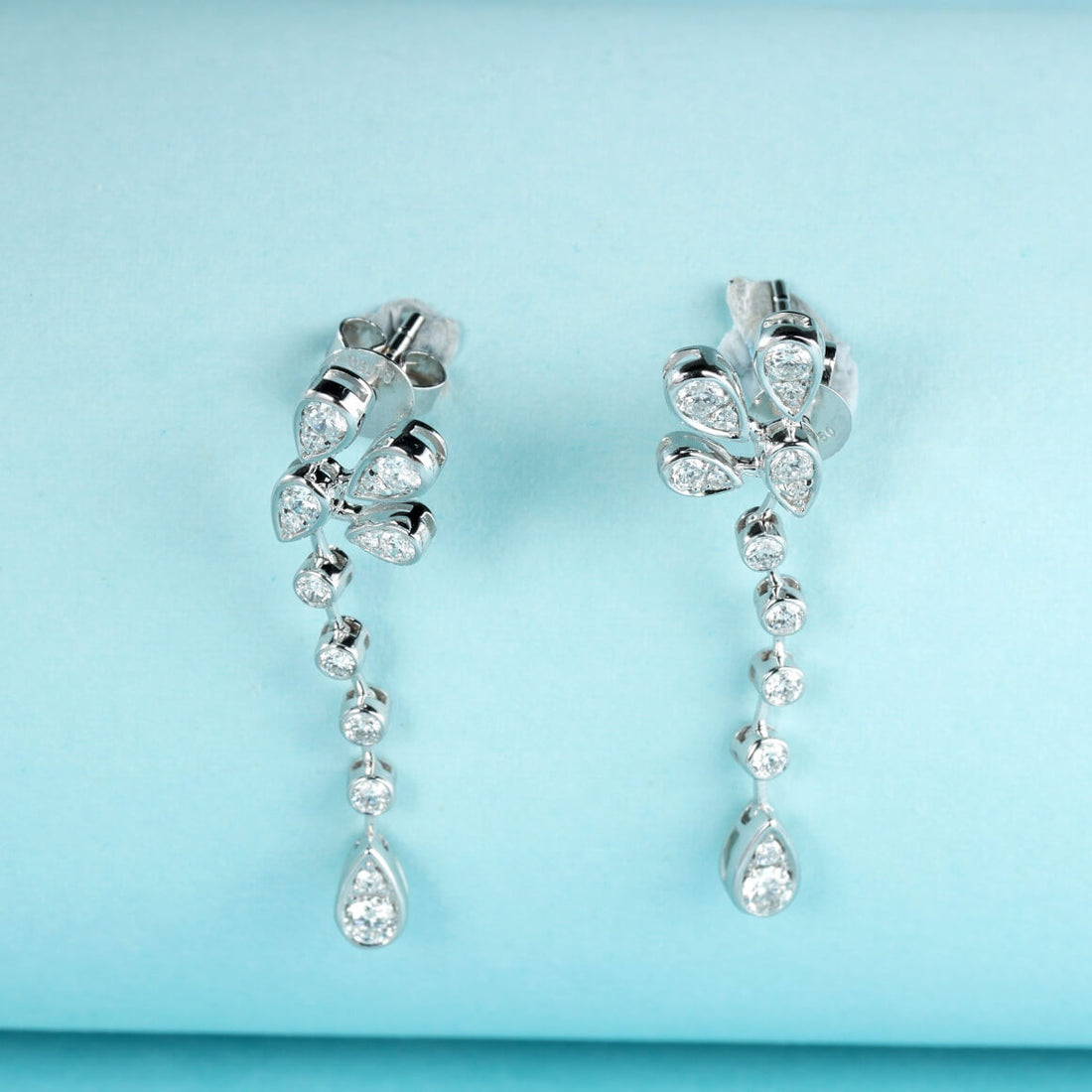 Water drop peacock lab grown diamond bubble earrings stud