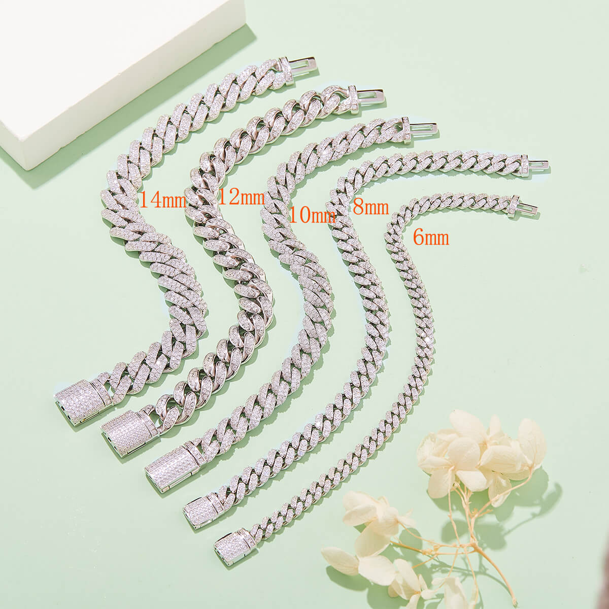 8mm width Moissanite Cuban link bracelet