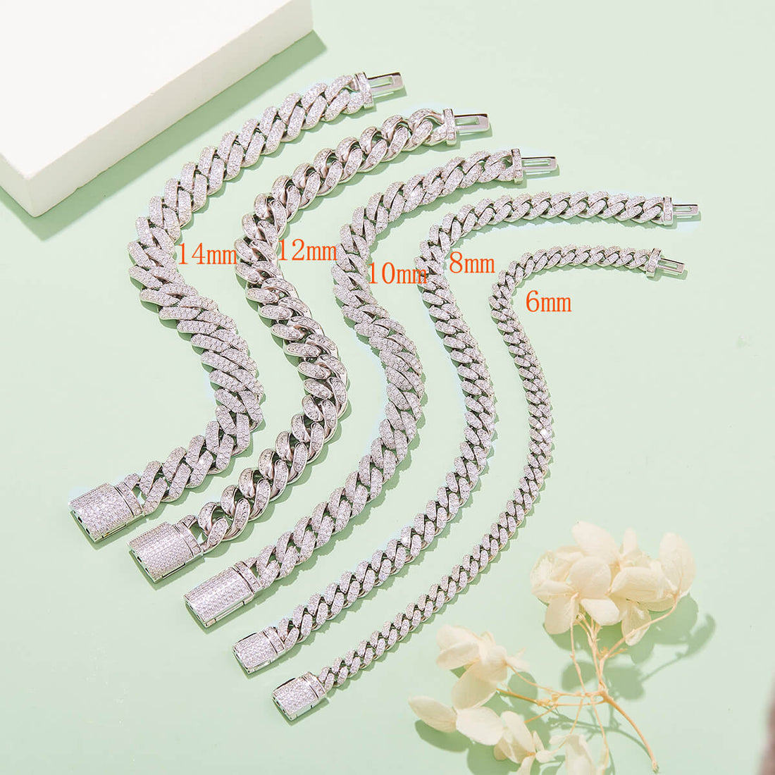 8mm width Moissanite Cuban link bracelet