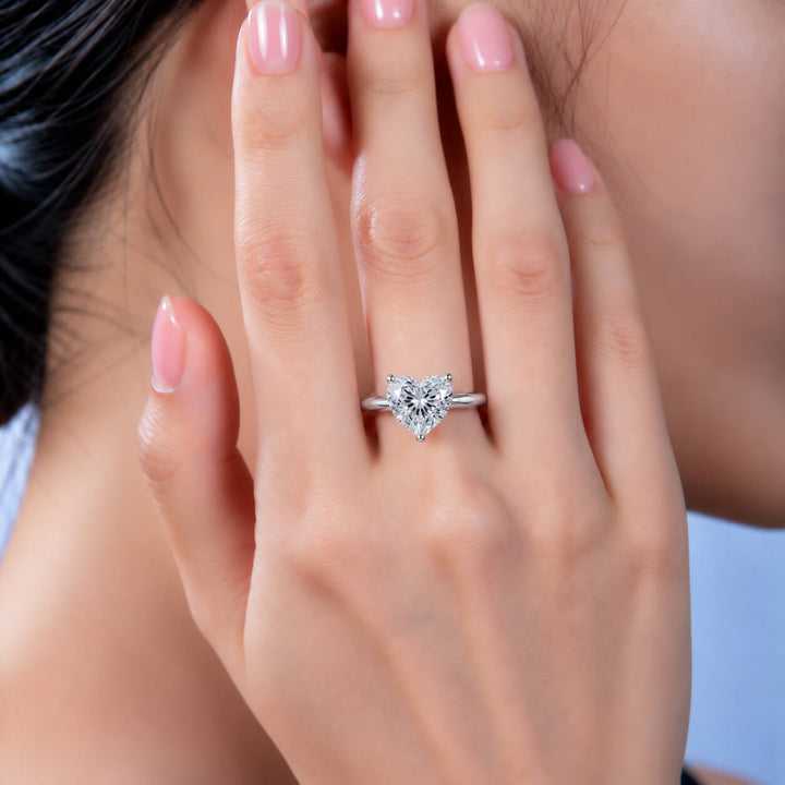 Heart cut lab grown diamond engagement ring