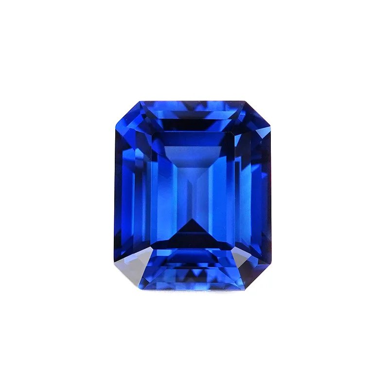 Emerald Cut Lab Grown Blue Sapphire