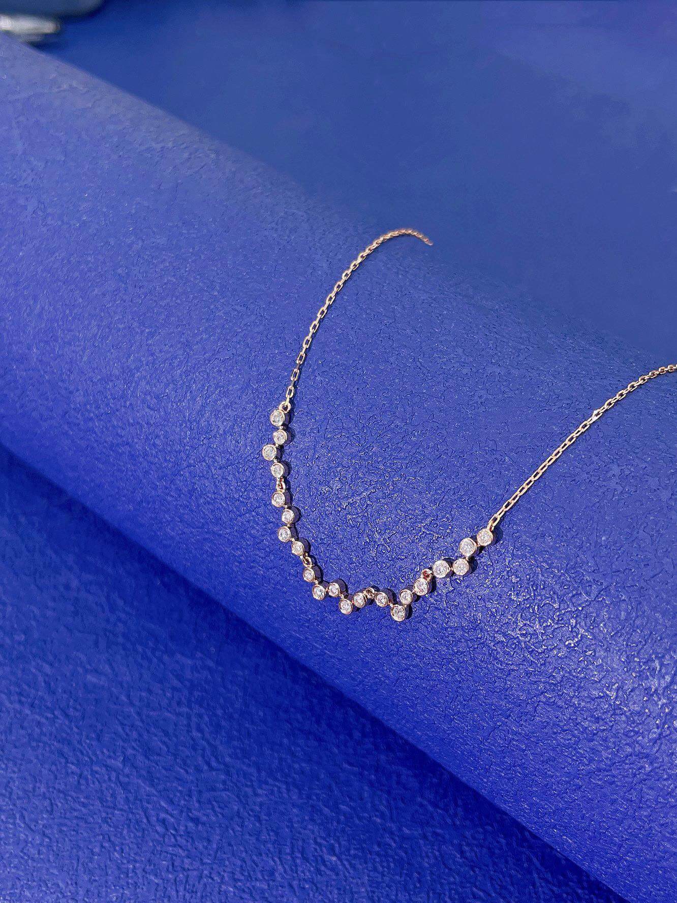 Small bubbles lab grown diamond pendant necklace