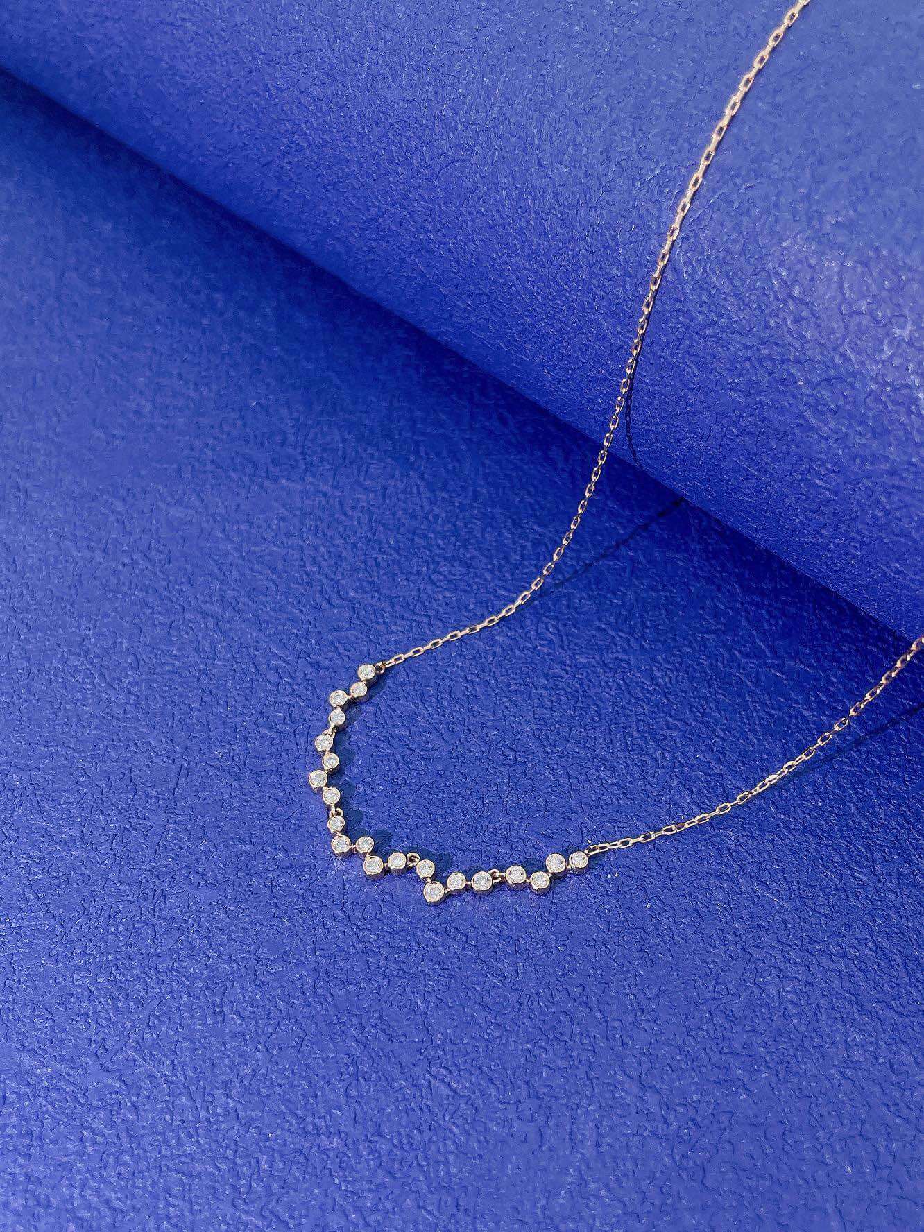 Small bubbles lab grown diamond pendant necklace