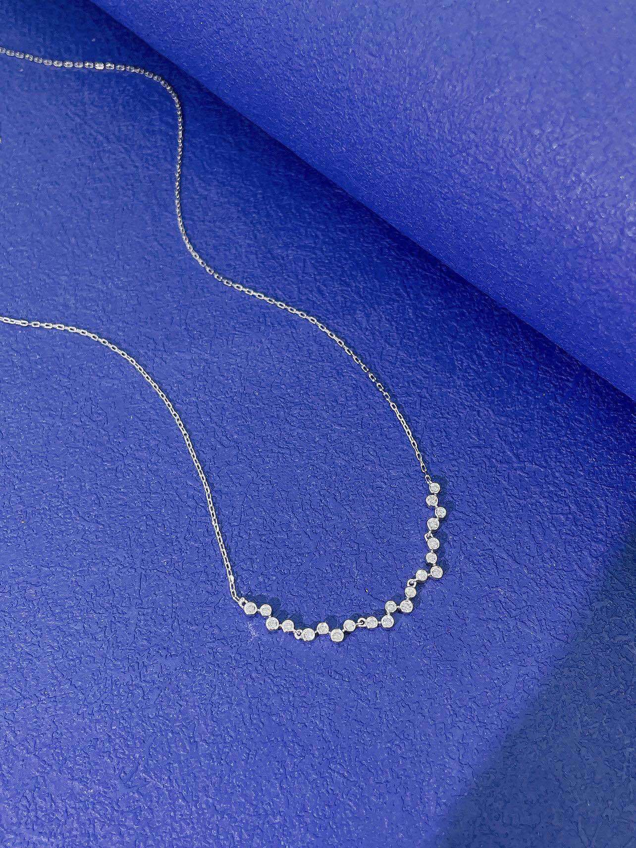 Small bubbles lab grown diamond pendant necklace