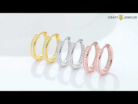 Full pave single row Moissanite huggie hoop earrings stud