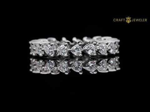 Full pave heart cut Moissanite wedding band