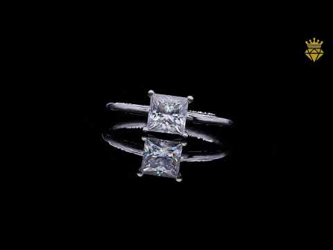 Princess cut solitaire Moissanite earrings stud