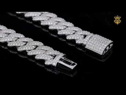 14mm width Moissanite Cuban link bracelet