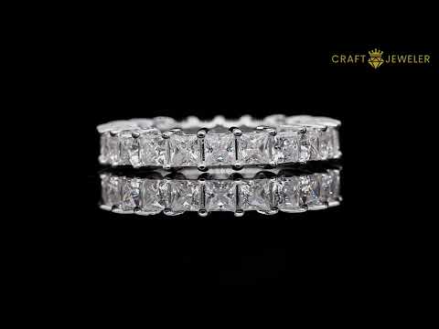 Full pave princess cut Moissanite wedding band