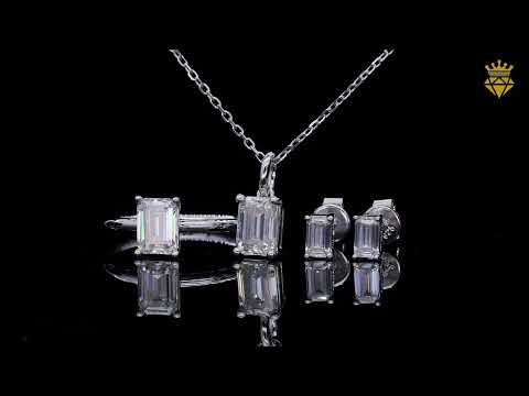 Emerald cut solitaire Moissanite pendant necklace