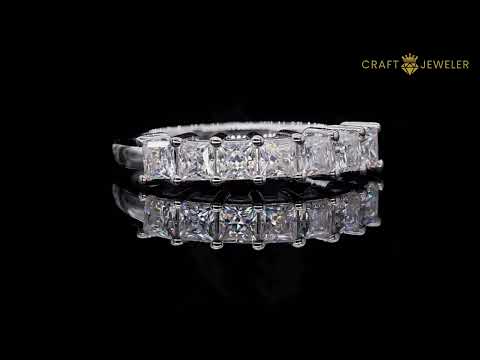 Princess cut Moissanite anniversary wedding band