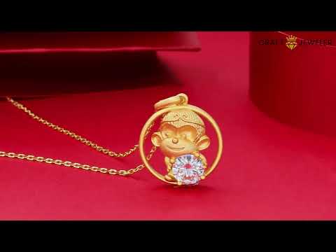 Monkey of the Chinese Zodiac Moissanite pendant necklace
