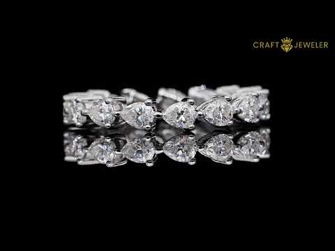Full pave pear cut Moissanite wedding band