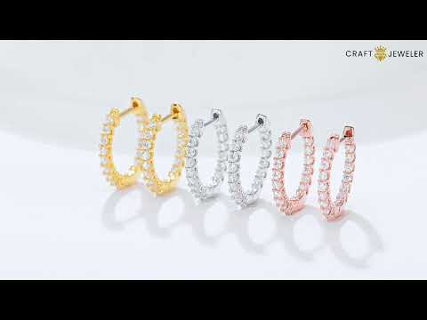 Full pave single row Moissanite huggie hoop earrings stud