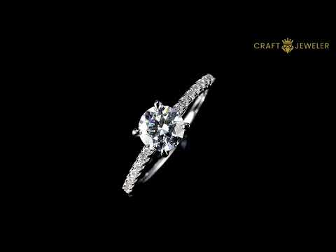 خاتم خطوبة سوليتير من المويسانيت بقطع دائري نصف مرصع