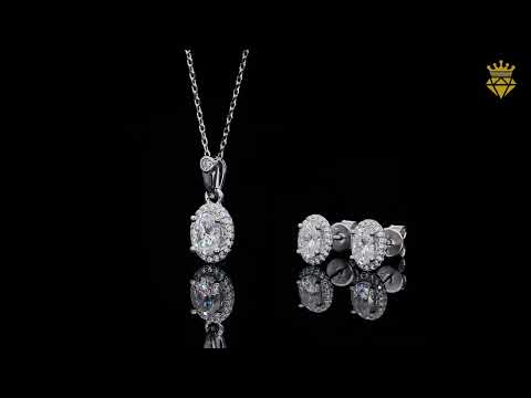 Oval cut Halo Moissanite earrings stud