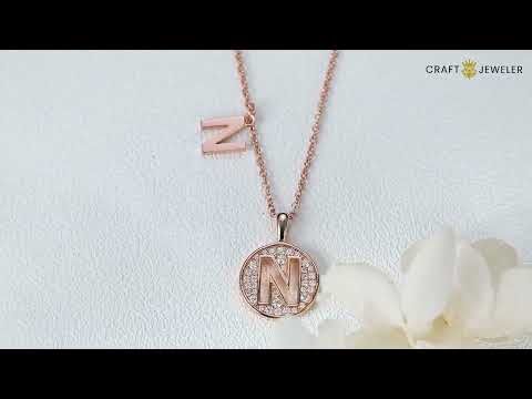 Initial alphabet N Moissanite pendant necklace