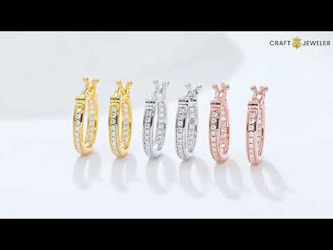 Full pave single row Moissanite huggie hoop earrings stud