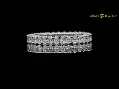Full pave oval cut Moissanite wedding band