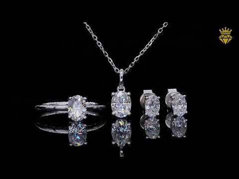 Oval cut solitaire Moissanite pendant necklace