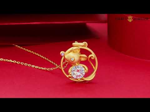 Rat of the Chinese Zodiac Moissanite pendant necklace