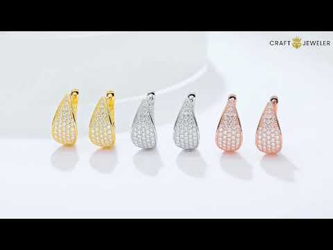 Half pave five rows Moissanite huggie hoop earrings stud