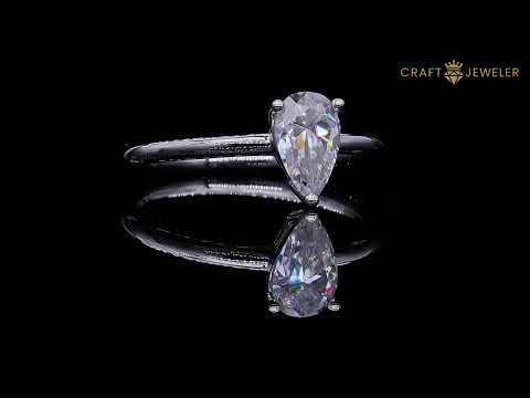 Pear cut Moissanite solitaire engagement ring