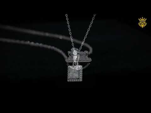 Princess cut Halo Moissanite pendant necklace
