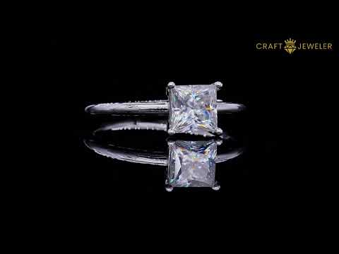 Princess cut Moissanite solitaire engagement ring
