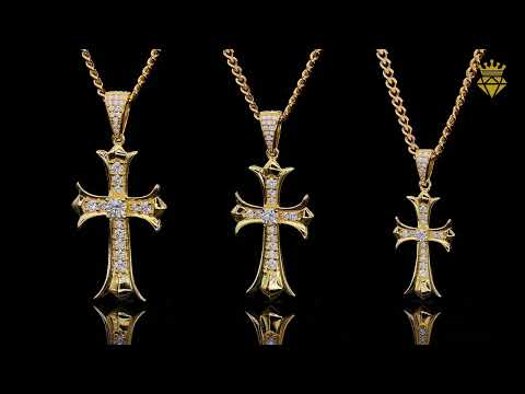 Vintage style Moissanite cross pendant necklace