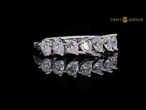 Pear cut Moissanite anniversary wedding band