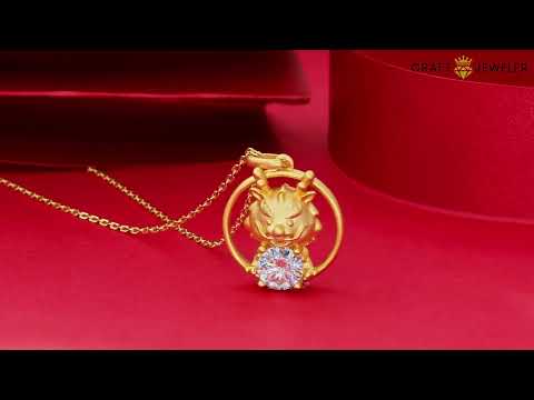 Dragon of the Chinese Zodiac Moissanite pendant necklace