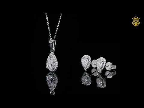 Pear cut Halo Moissanite pendant necklace