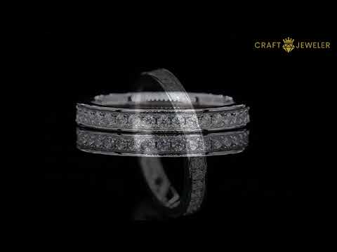 Full pave round cut Moissanite wedding band