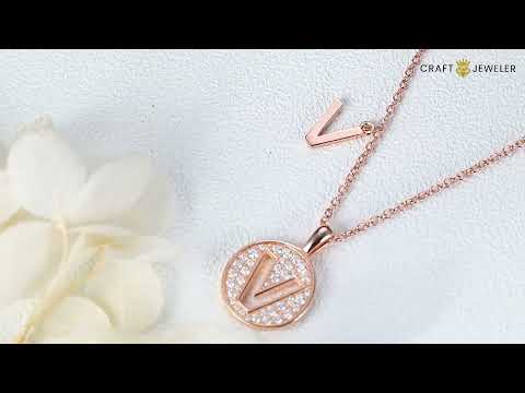 Initial alphabet V Moissanite pendant necklace