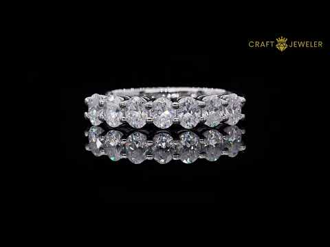 Oval cut Moissanite anniversary wedding band